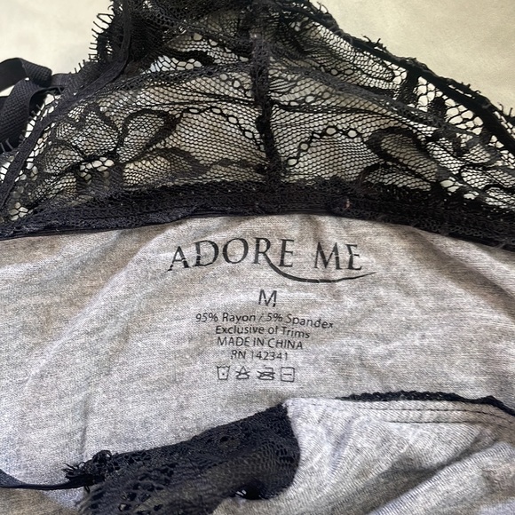 Adore Me grey and Black Lace PJ top - Picture 4 of 4